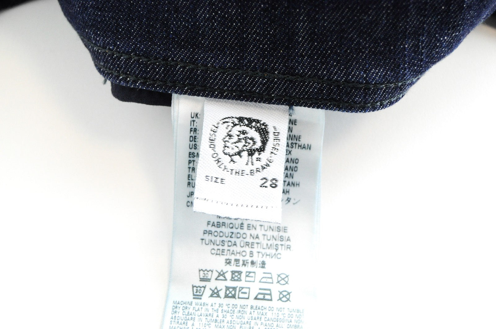 DIESEL Tepphar R7NA8 Mens W28 L32 Slim Carrot Blue Cotton Stretch Distressed