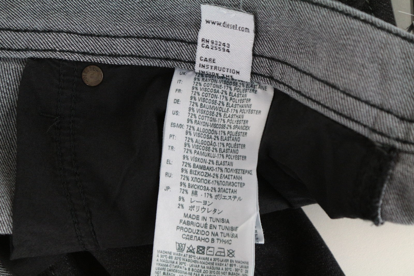 DIESEL Thommer 0687J Men's Jeans W32/L30 Stretch Grey