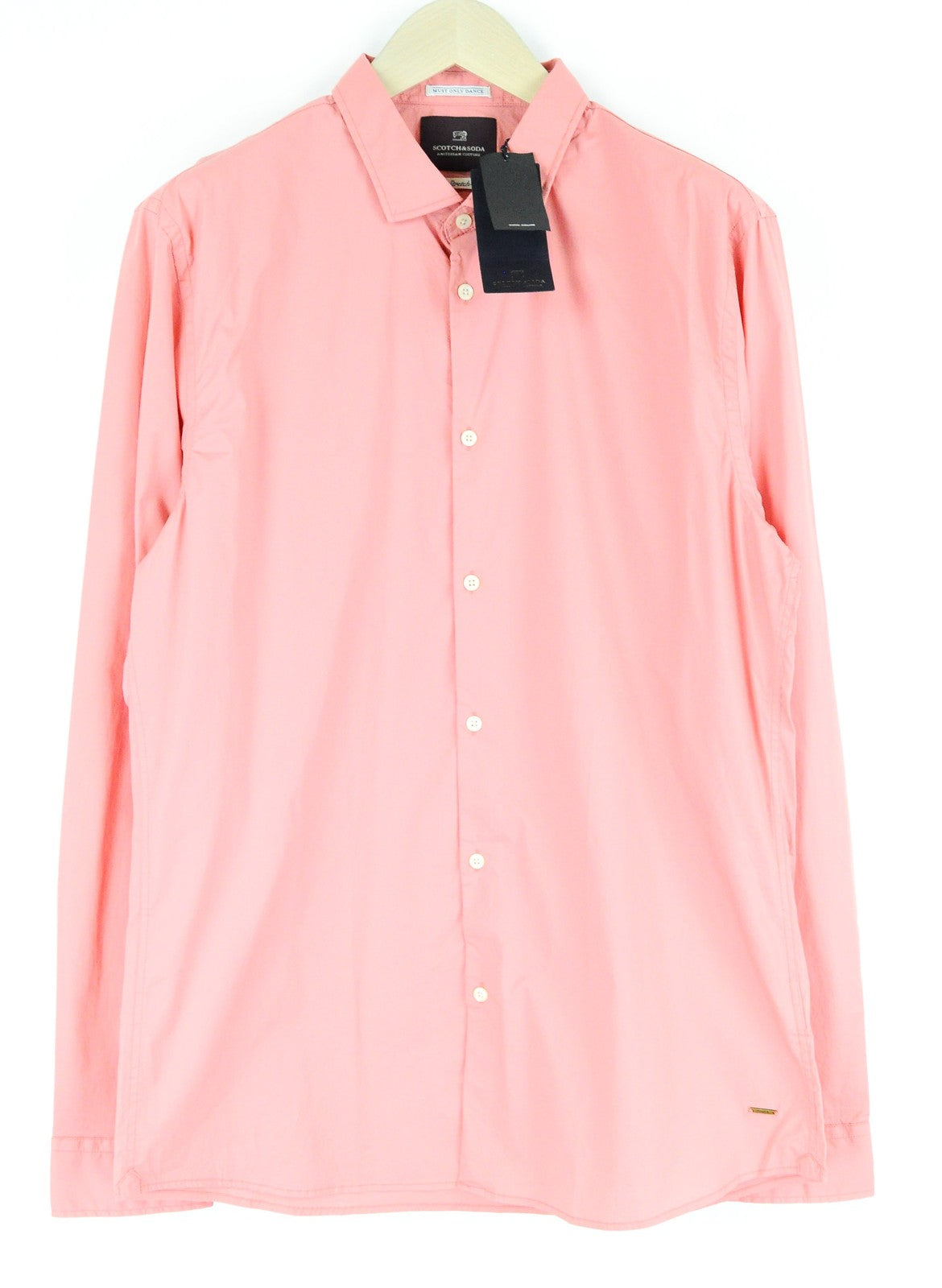 SCOTCH & SODA  Couture Mens 2XL Slim Stretch Cotton Shirt Pink Long Sleeve