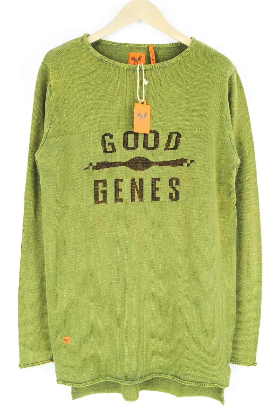 GOOD GENES M Green Mens Sweater Cotton  Long Sleeve Knit Pullover