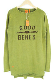 GOOD GENES M Green Mens Sweater Cotton  Long Sleeve Knit Pullover