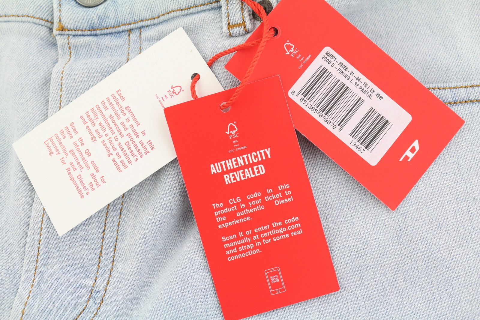 DIESEL 2005 D-Fining 09C06 Men Jeans W34/L32 Regular Fit Tapered Leg RRP€250