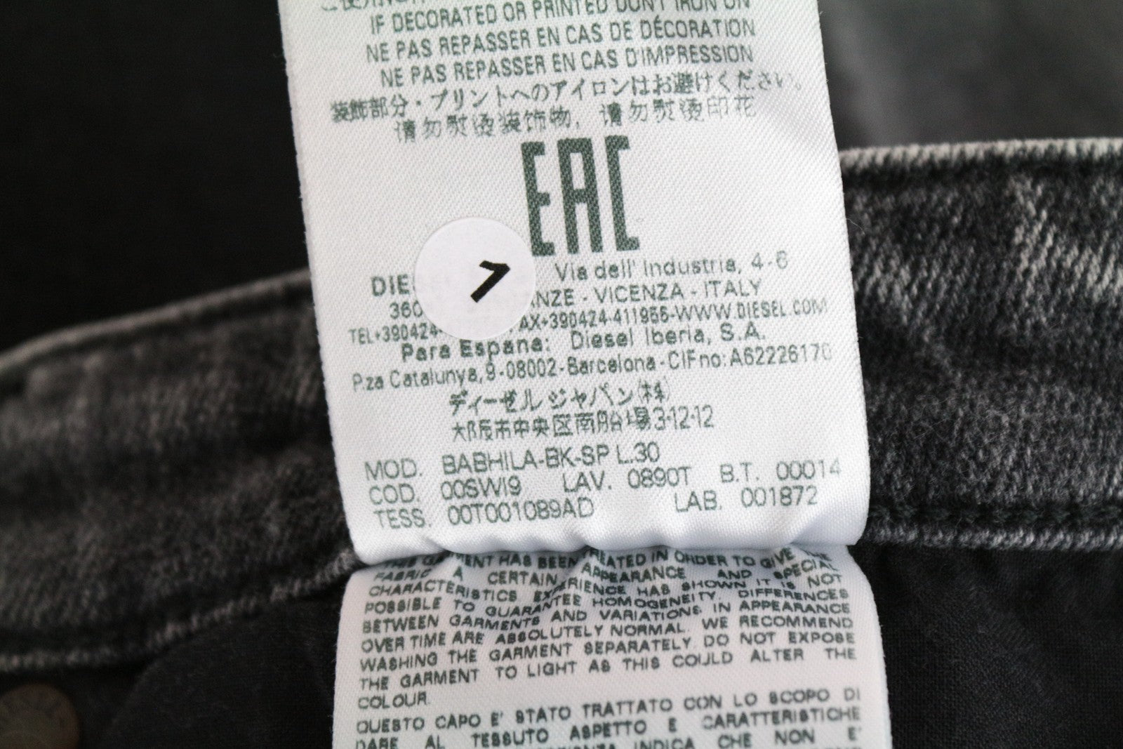 DIESEL Babhila-BK-SP 0890T Women's Jeans W29/L30 Grey Detailed