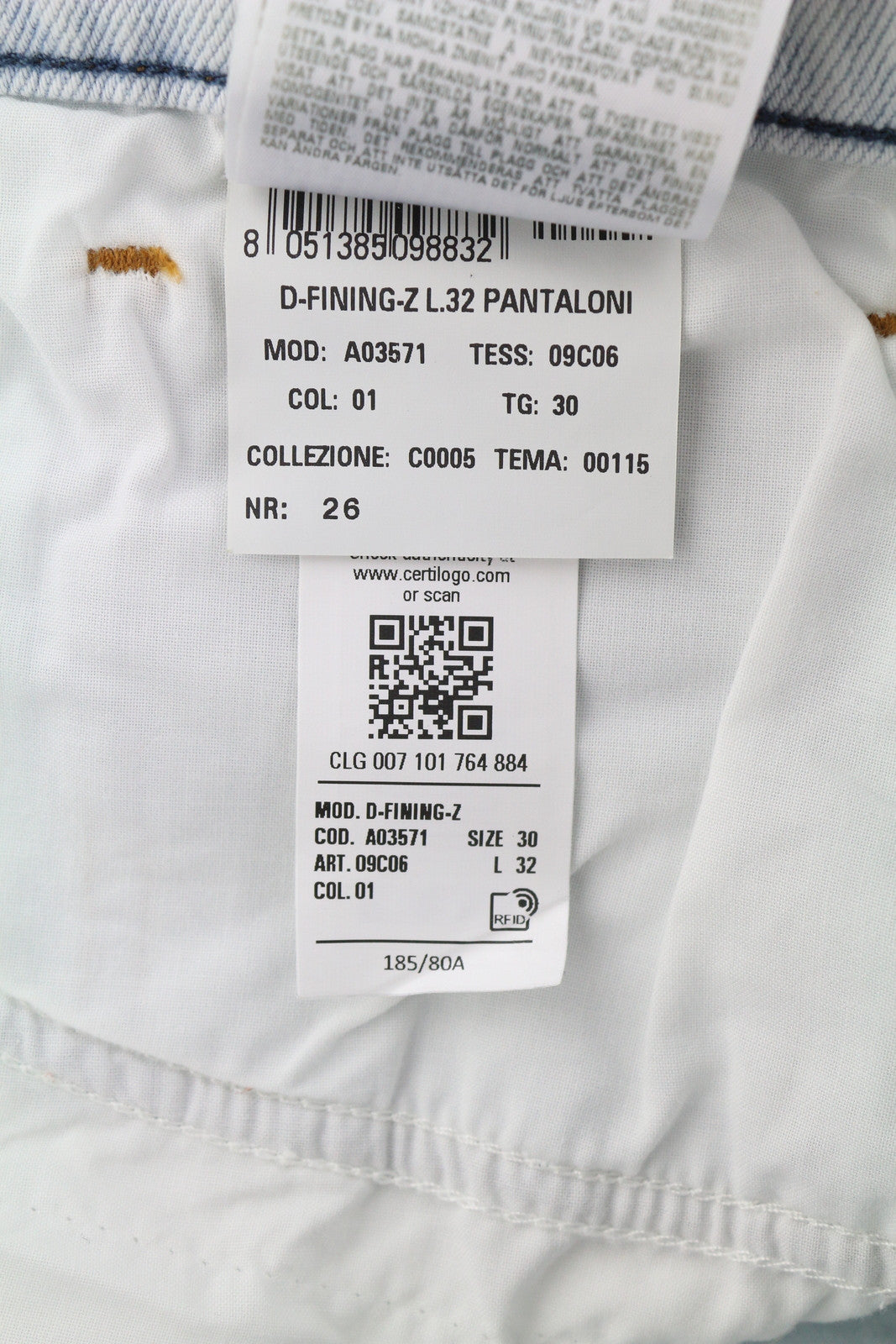 DIESEL D-Fining-Z 09C06 Men Jeans W30/L32 Regular Fit Tapered Leg RRP€250