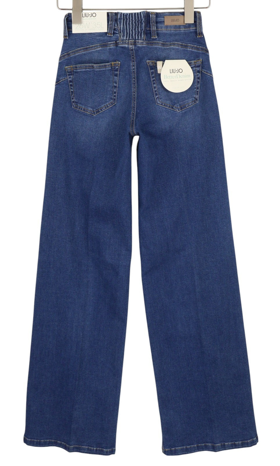 LIU JO Women Jeans W26/L35 Denim Blue Faded High Waist Straight Fit Bottom Up