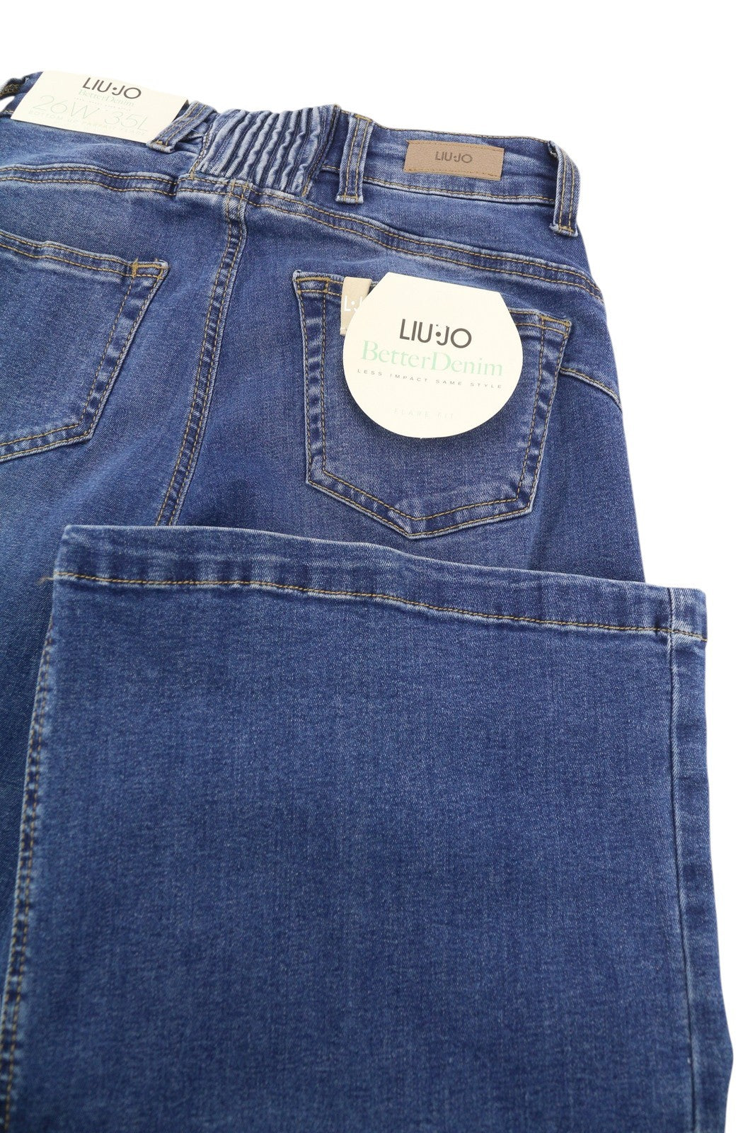 LIU JO Women Jeans W26/L35 Denim Blue Faded High Waist Straight Fit Bottom Up