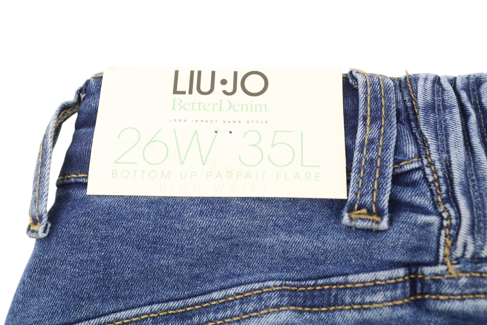 LIU JO Women Jeans W26/L35 Denim Blue Faded High Waist Straight Fit Bottom Up