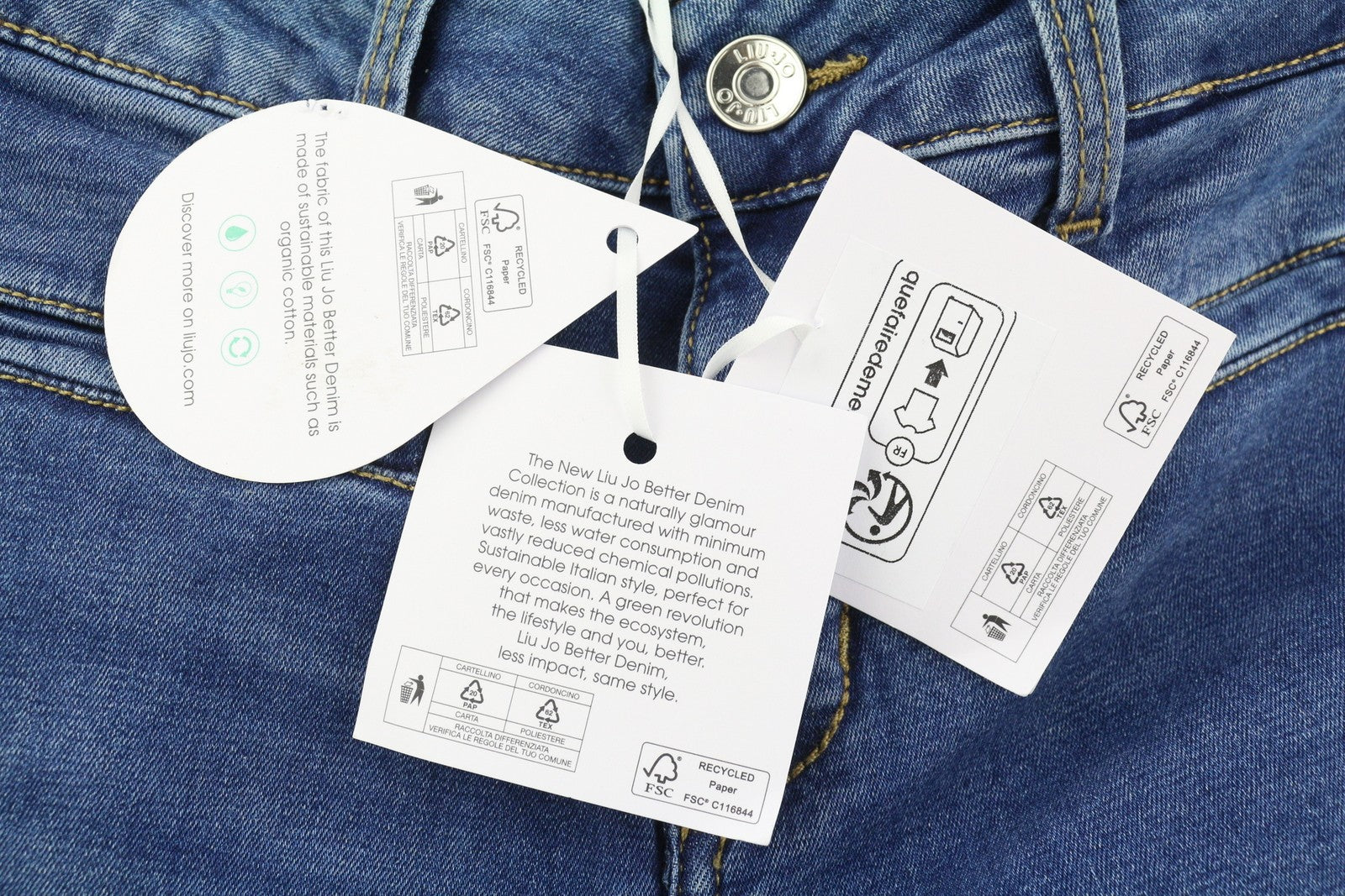 LIU JO Women Jeans W26/L35 Denim Blue Faded High Waist Straight Fit Bottom Up