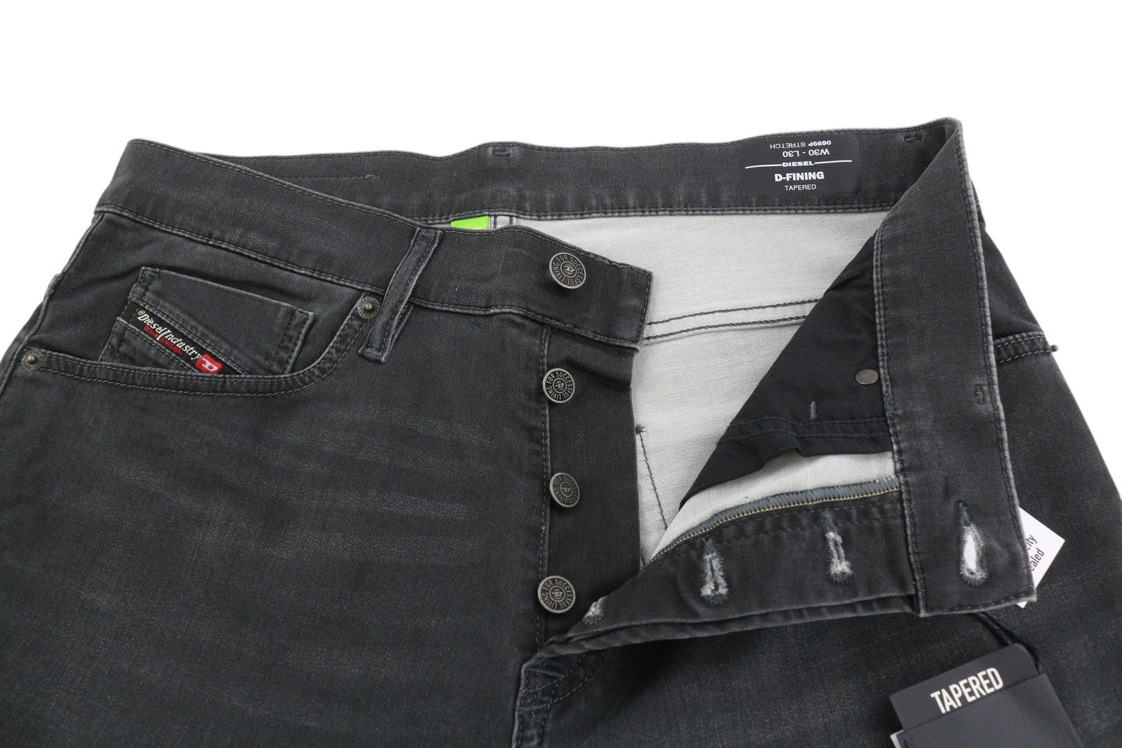 DIESEL D-Fining 0699P Men Jeans W30/L30 Tapered Fit Stretch Buttoned Washed