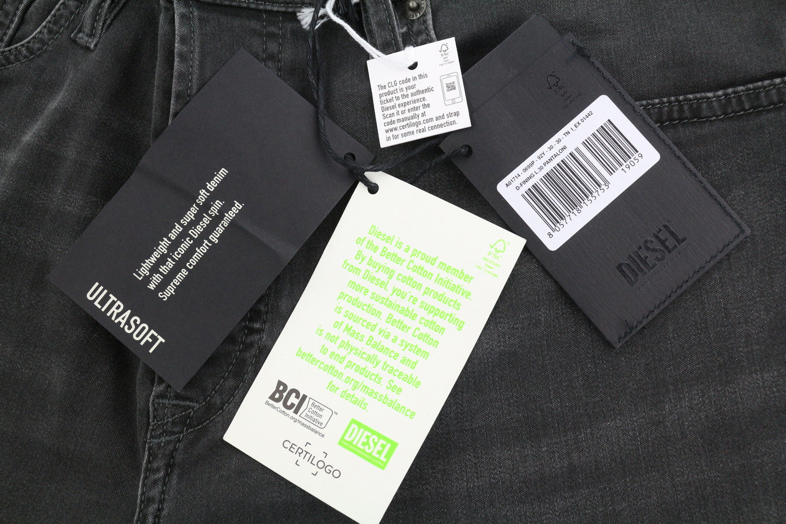 DIESEL D-Fining 0699P Men Jeans W30/L30 Tapered Fit Stretch Buttoned Washed