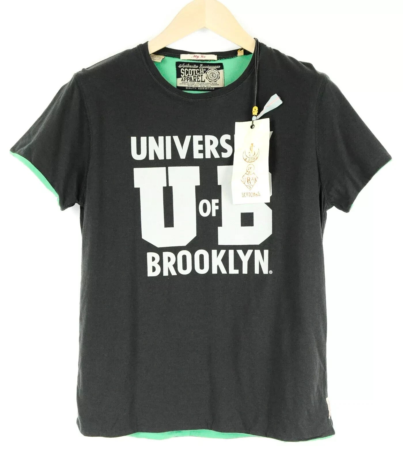 SCOTCH & SODA  Couture Tee Mens S Brown Green Cotton  Short Sleeves