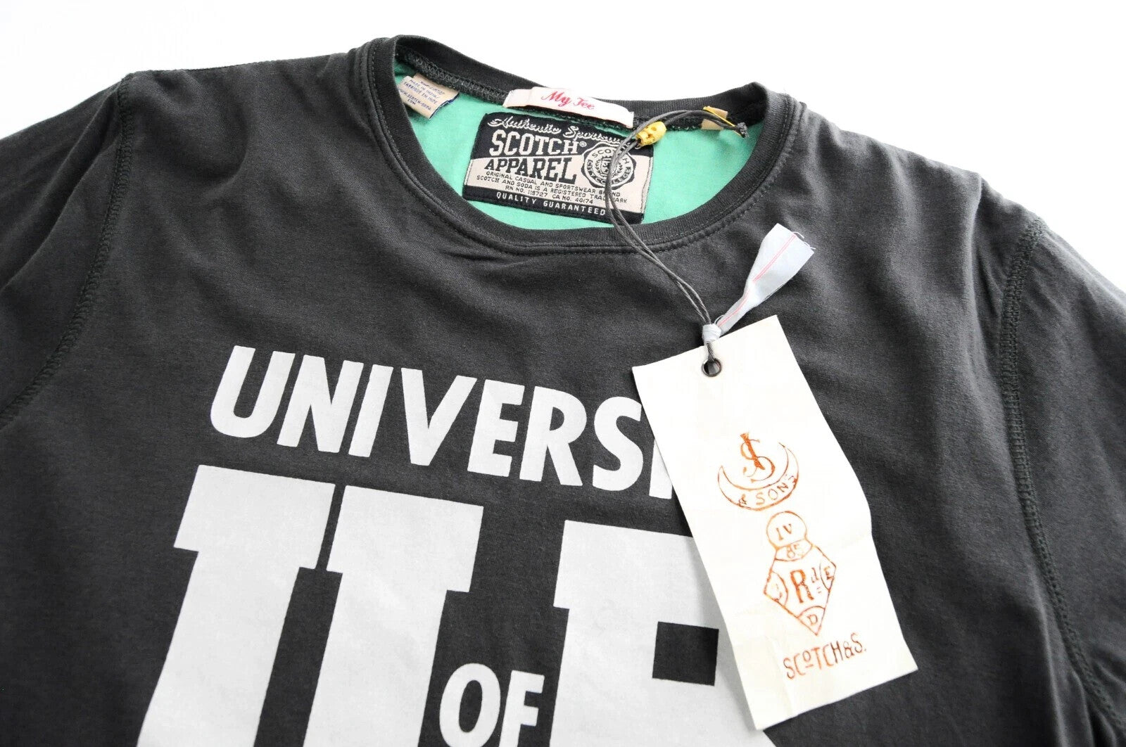 SCOTCH & SODA  Couture Tee Mens S Brown Green Cotton  Short Sleeves