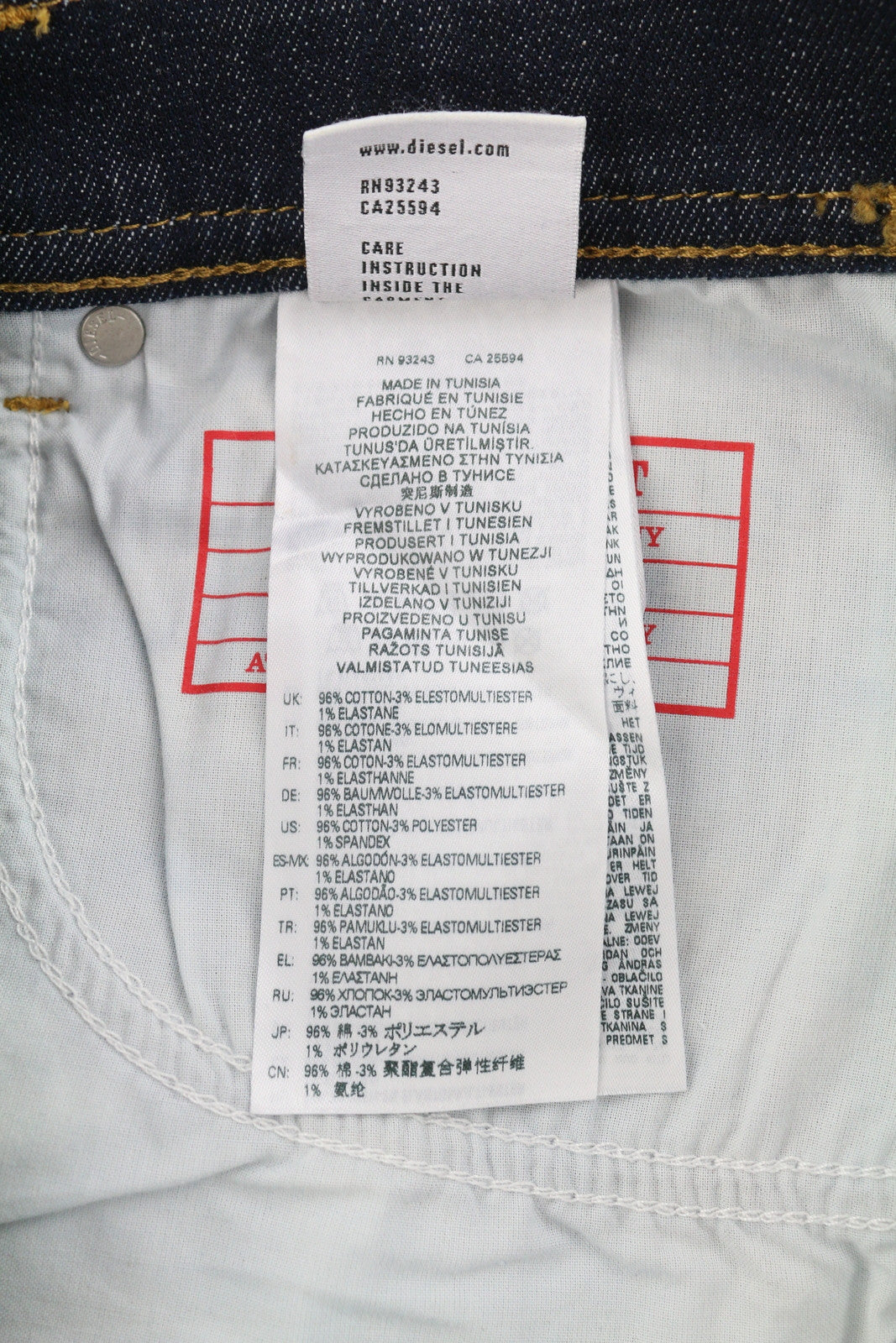 DIESEL 1983 Z9C33 Men Jeans W30/L32 Skinny Fit High Waist Zipper Denim Blue