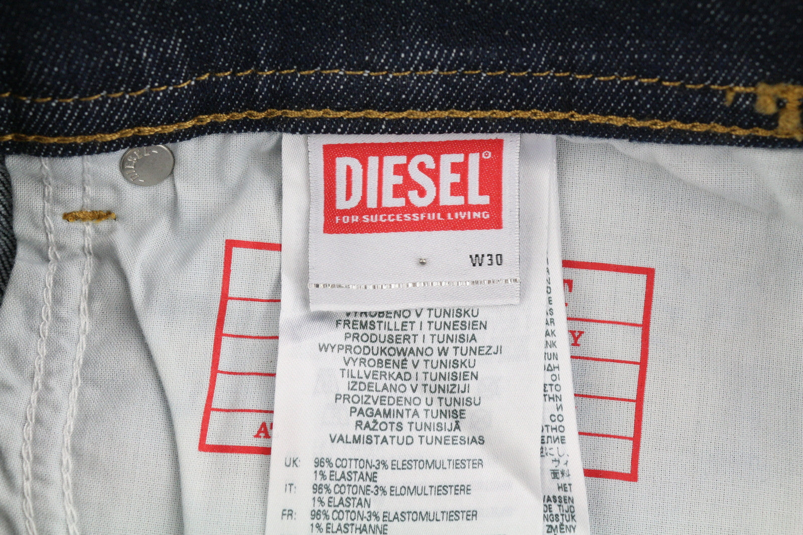 DIESEL 1983 Z9C33 Men Jeans W30/L32 Skinny Fit High Waist Zipper Denim Blue