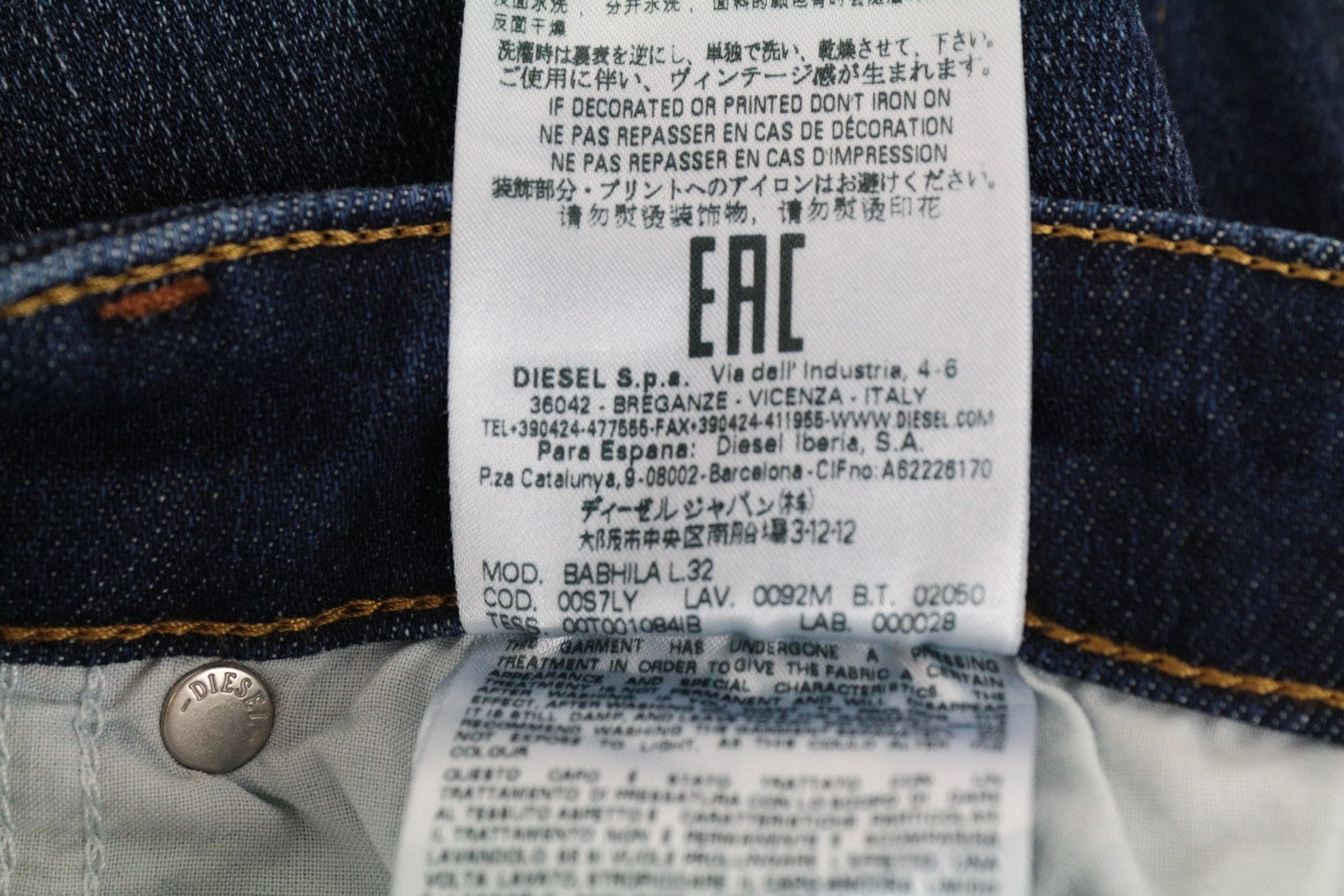 DIESEL Babhila 0092M Women's Jeans W25/L32 Cotton Blue