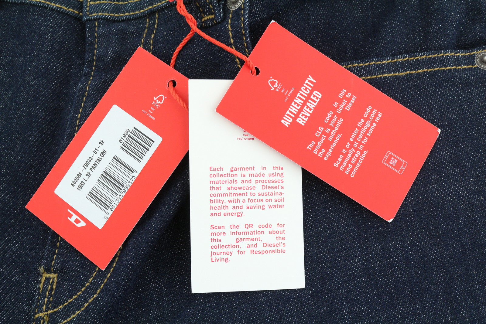 DIESEL 1983 D-Amny-Z Z9C33 Men Jeans W32/L32 Skinny Fit High Waist Zipper Denim