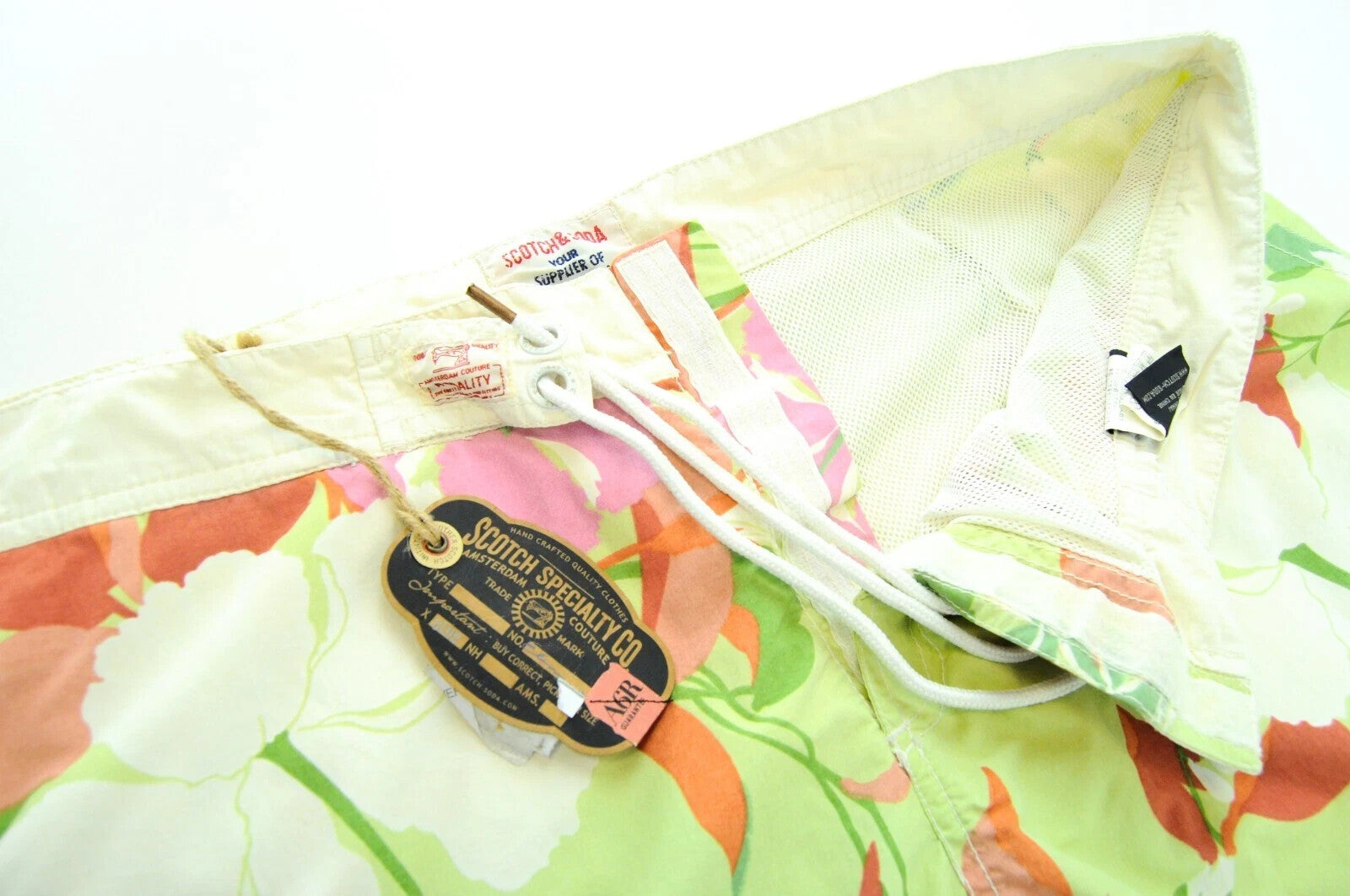 SCOTCH & SODA Swim Trunks 2XL Men Pull-On Green Floral Ams Couture Summer