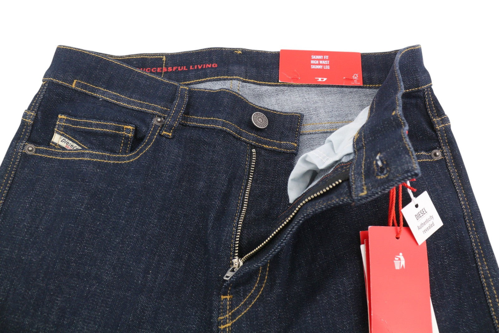 DIESEL 1983 Z9C33 vyriški džinsai W31/L32 aptempti, aukštu juosmeniu, užtrauktuku, mėlyni 