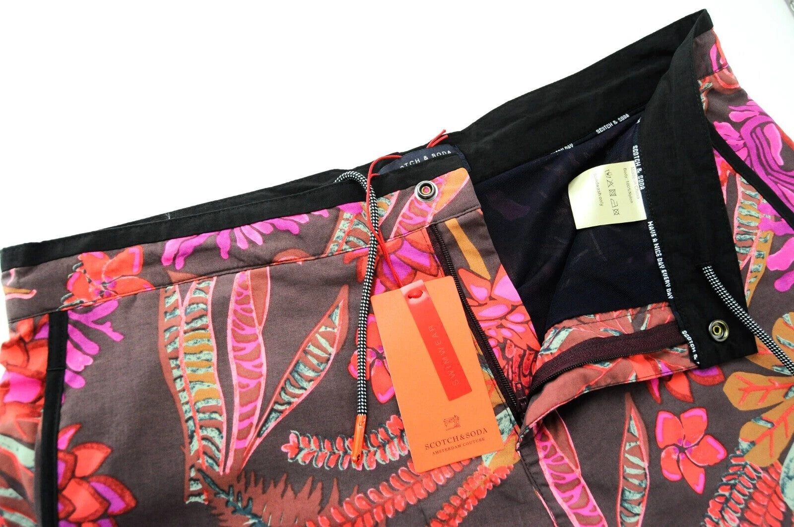 SCOTCH & SODA Men's Swimwear W37 Patterned Trunks Purple Orange Summer Pull-On