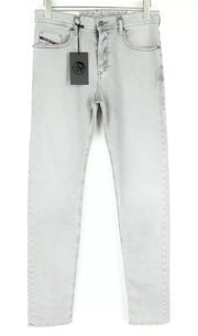 DIESEL Buster 069II vyriški ploni siaurėjantys džinsai, W28 L34, pilki, medvilniniai, šviesiai skalbti 