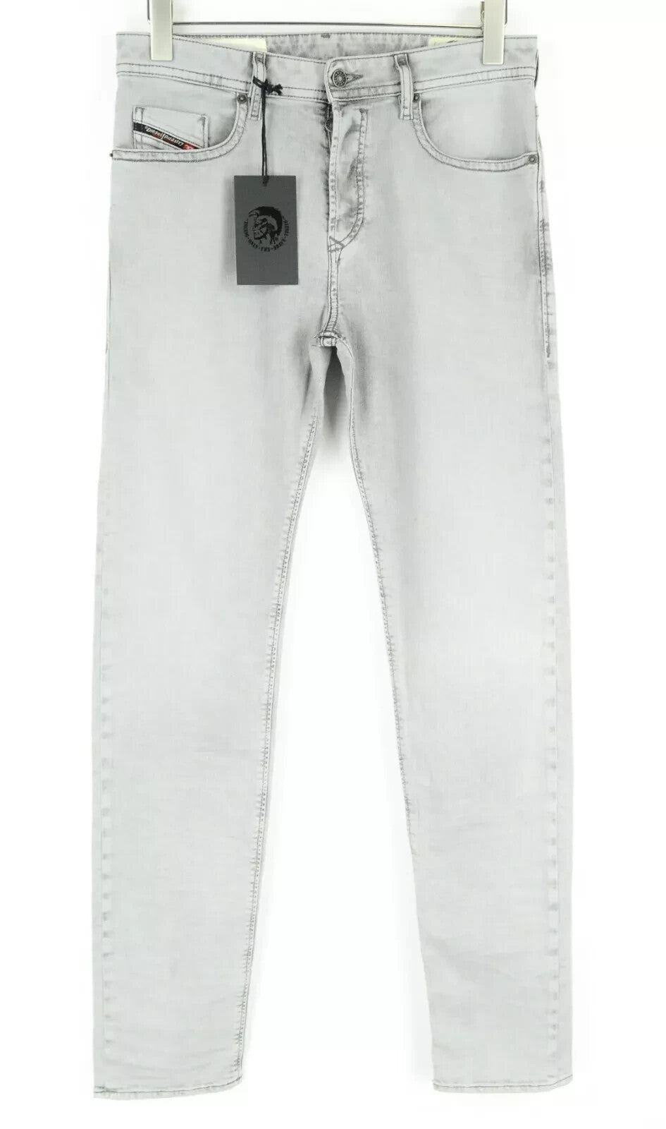 DIESEL Buster 069II vyriški ploni siaurėjantys džinsai, W28 L34, pilki, medvilniniai, šviesiai skalbti 