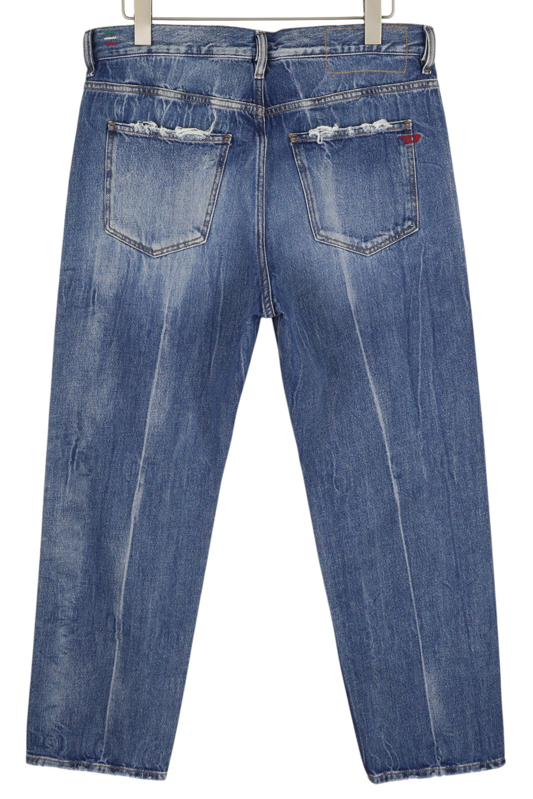 DIESEL D-Macs 09A25 Men Jeans W34/L30 Straight Fit Ripped RRP€250 Washed Blue