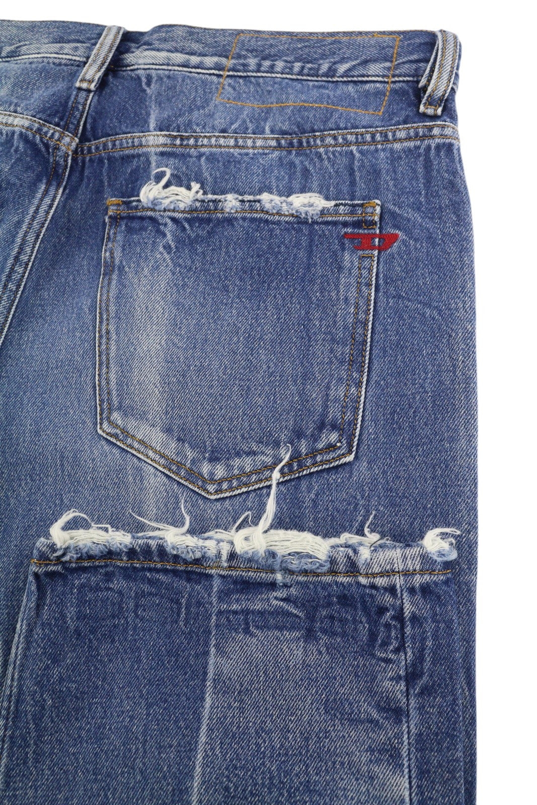 DIESEL D-Macs 09A25 Men Jeans W34/L30 Straight Fit Ripped RRP€250 Washed Blue