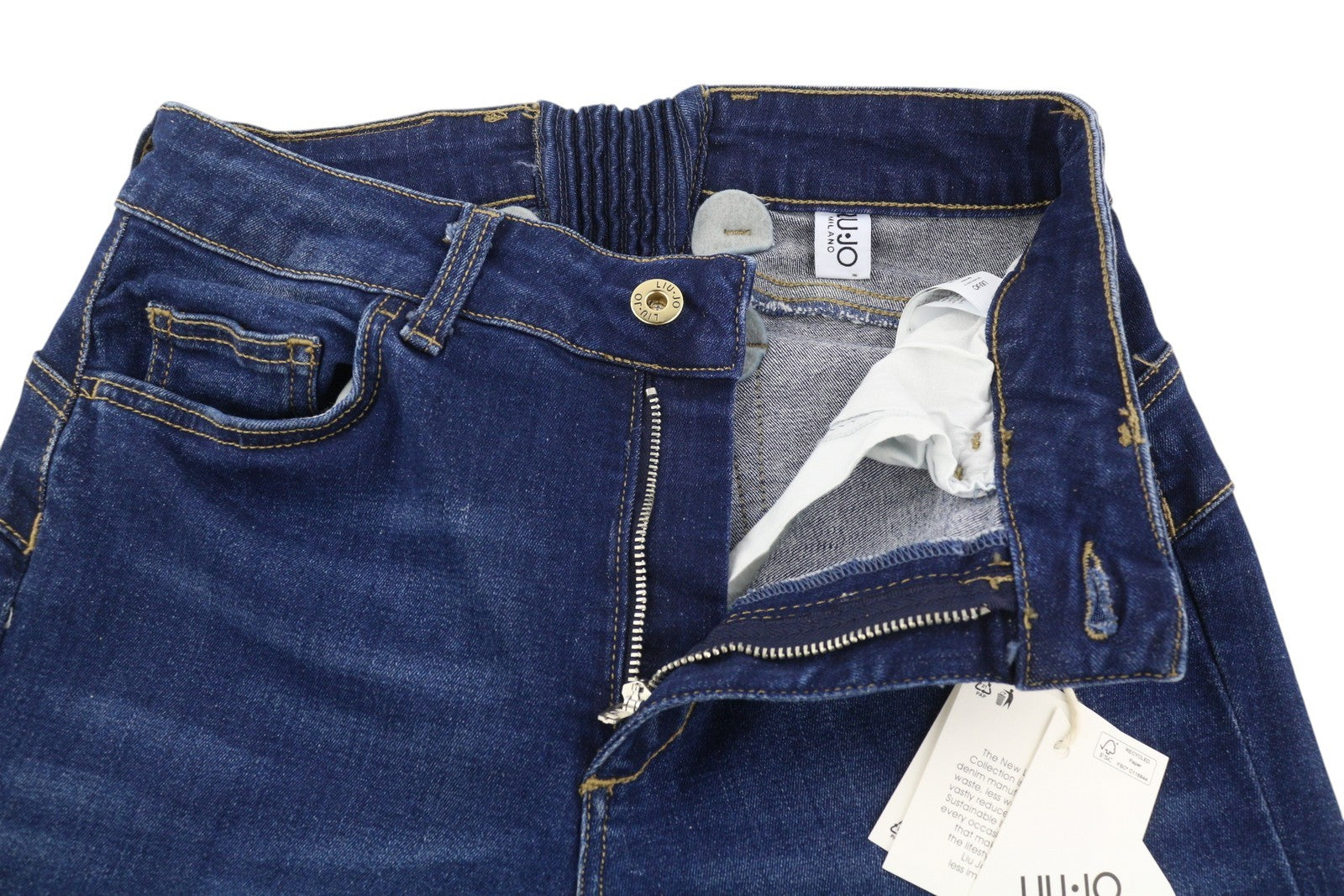 LIU JO Women Jeans W28 High Waist Bootcut Leg Zip Fly Fade Effect Denim Blue