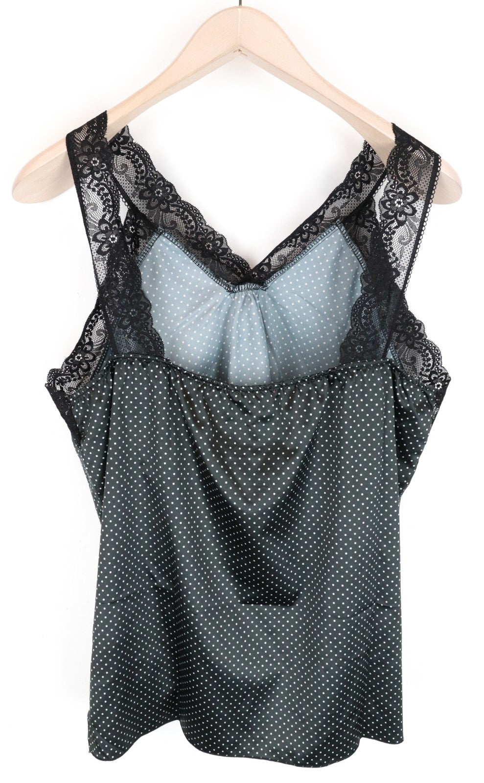 OHMA! Women's Top L Black Sleeveless Dot Lace Pullover