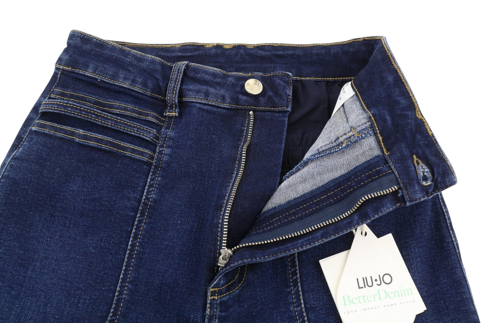 LIU JO Women Jeans W28 High Waist Bootcut Fit Zip Fly Fade Effect Denim Blue