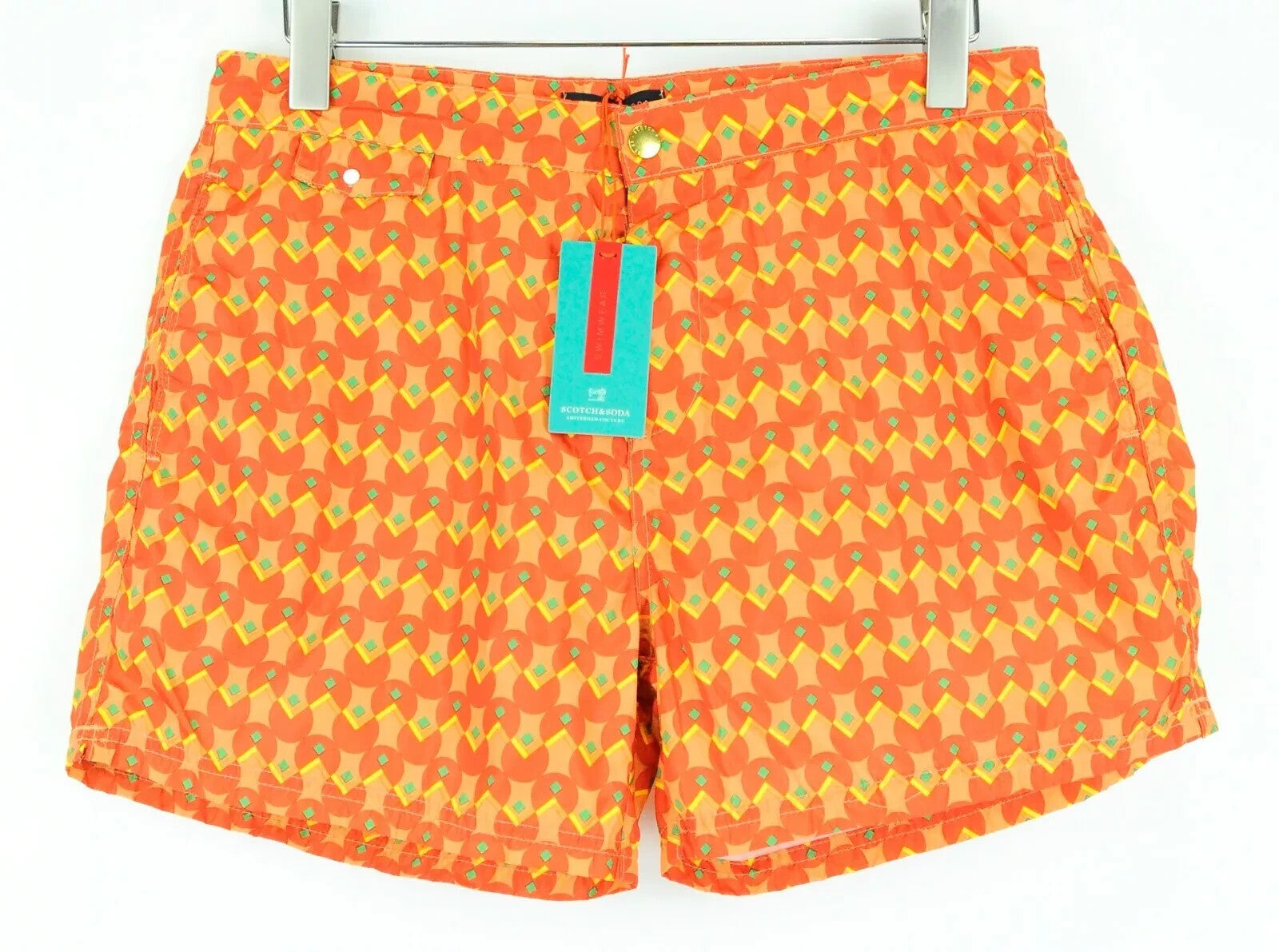 SCOTCH & SODA Trunks W34 Men Pull-On Patterned Orange Ams Couture Swimwear