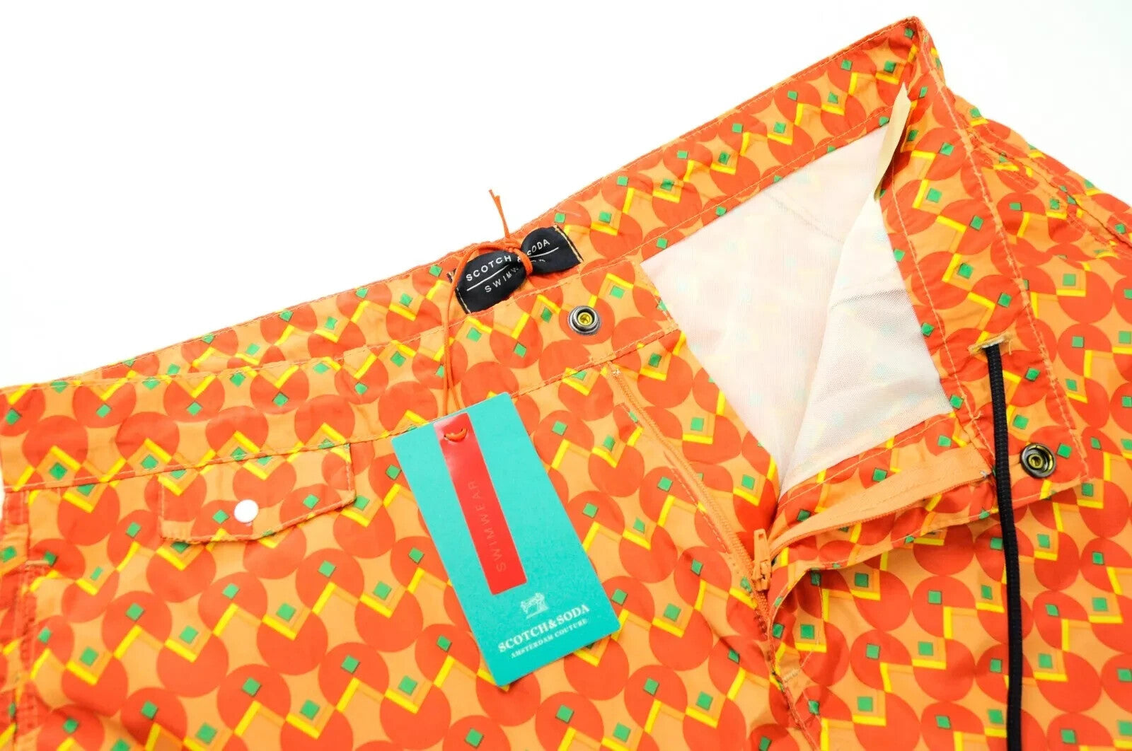 SCOTCH & SODA Trunks W34 Men Pull-On Patterned Orange Ams Couture Swimwear