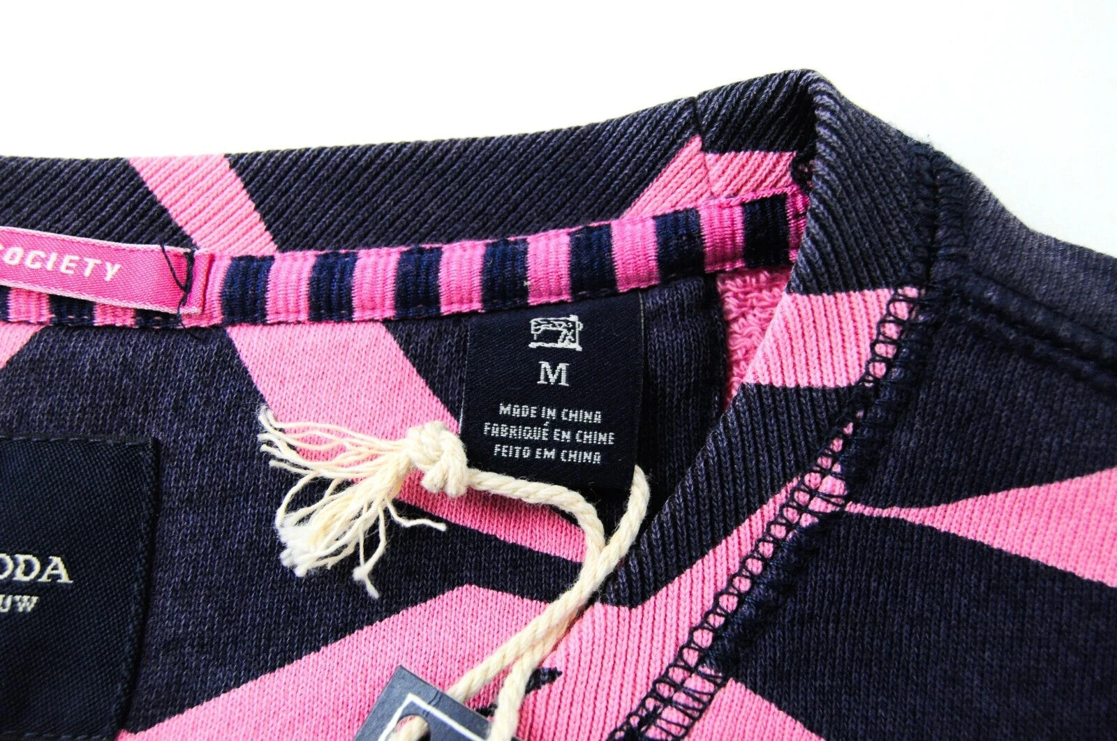 SCOTCH & SODA  Blauw Mens Pullover Sweatshirt M Pink Navy Patterned Cotton