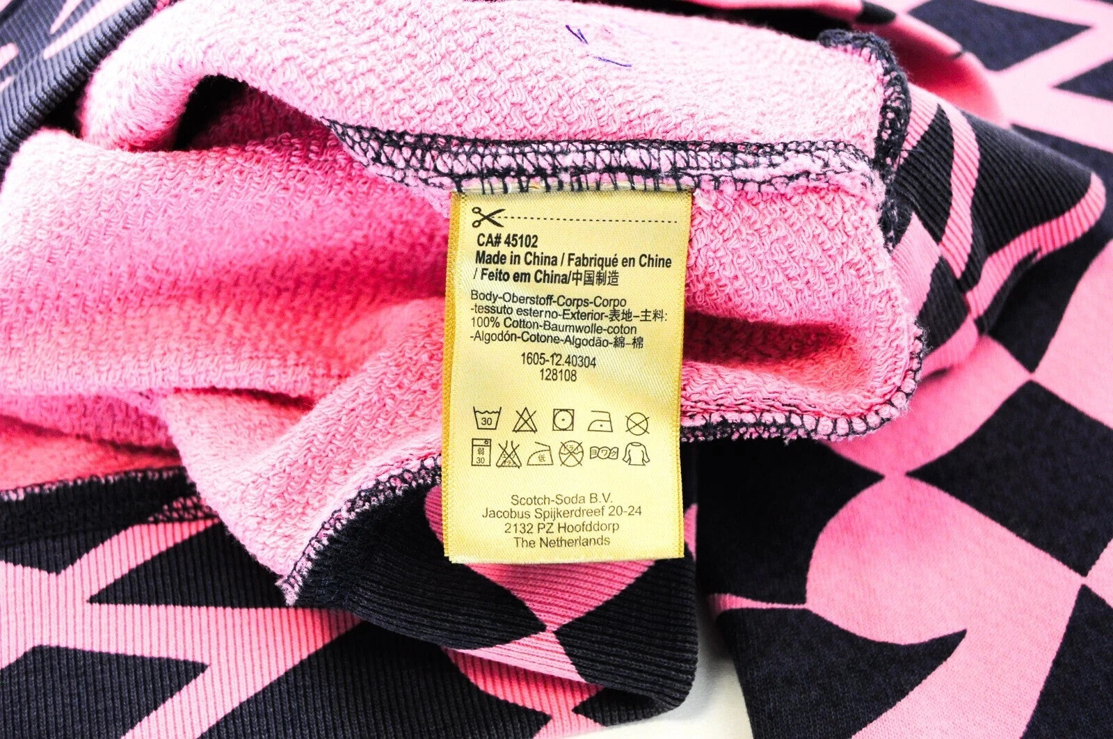 SCOTCH & SODA  Blauw Mens Pullover Sweatshirt M Pink Navy Patterned Cotton