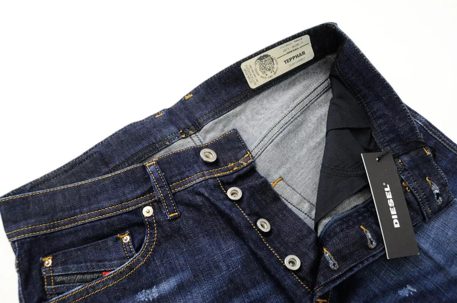 DIESEL Tepphar R7NA8 Mens Jeans W28/L32 Slim Carrot Blue Stretch Ripped