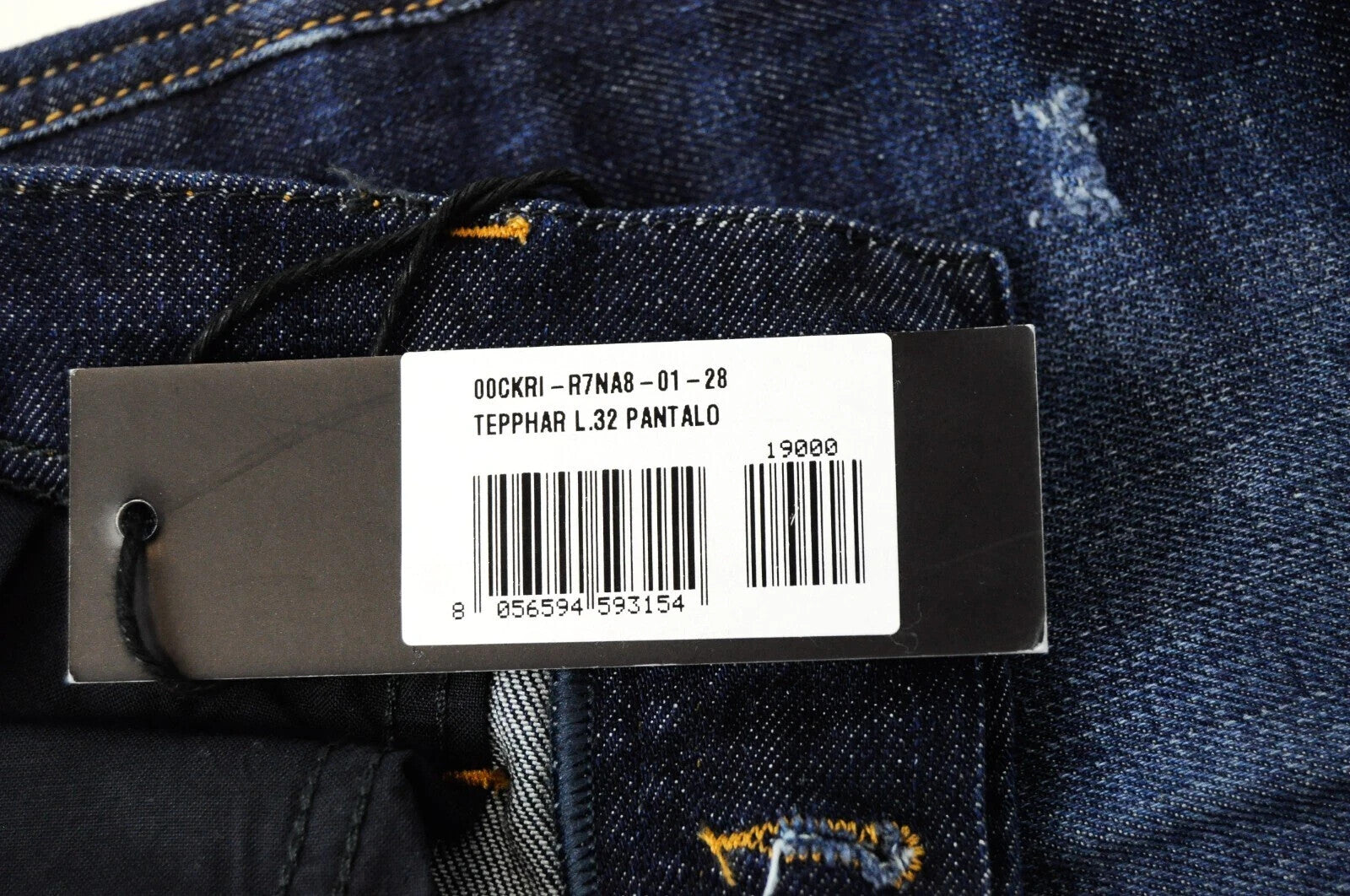 DIESEL Tepphar R7NA8 Mens Jeans W28/L32 Slim Carrot Blue Stretch Ripped