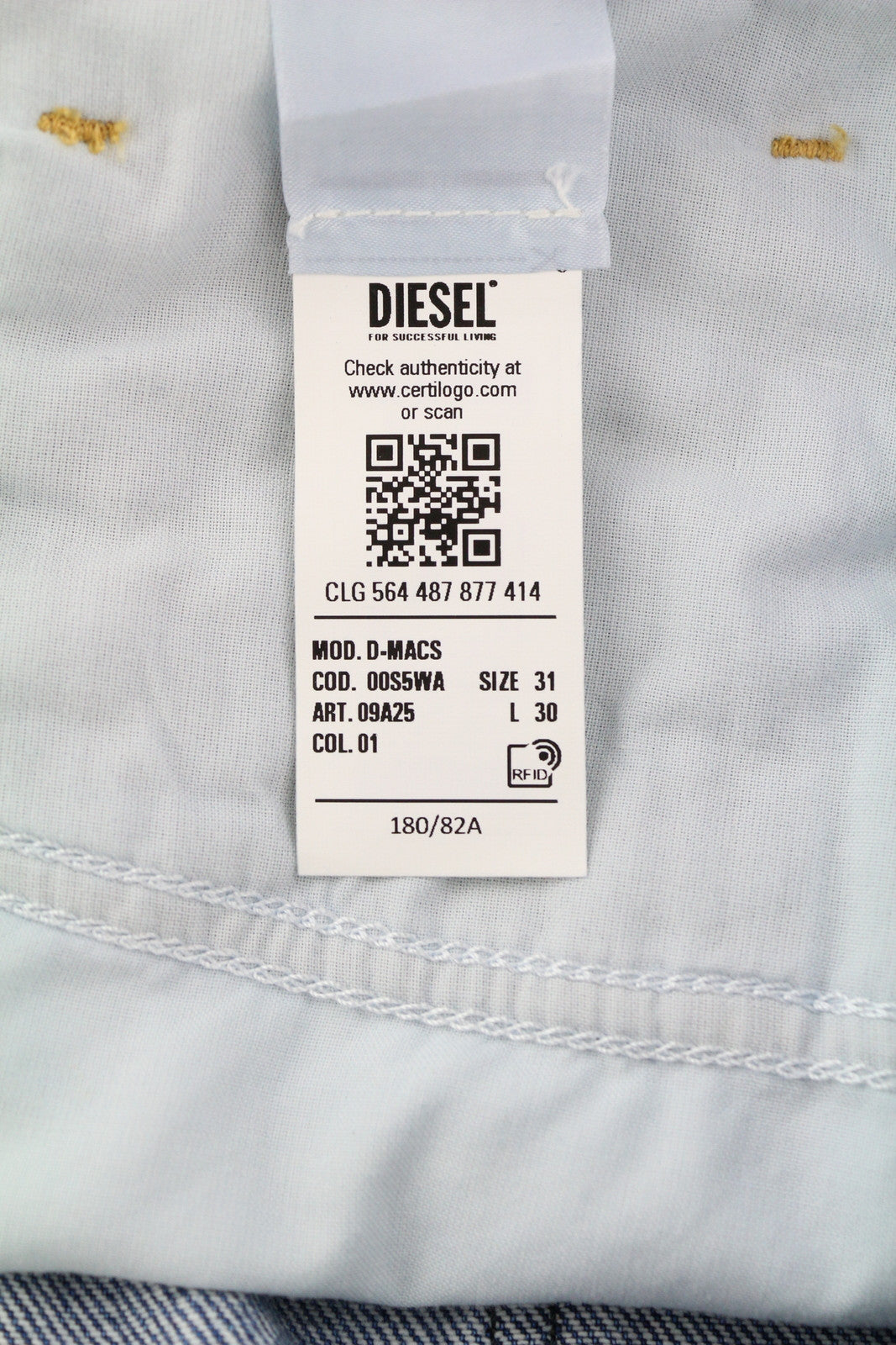 DIESEL D-Macs 09A25 Men Jeans W31/L30 Straight Fit Ripped RRP€250 Washed Blue