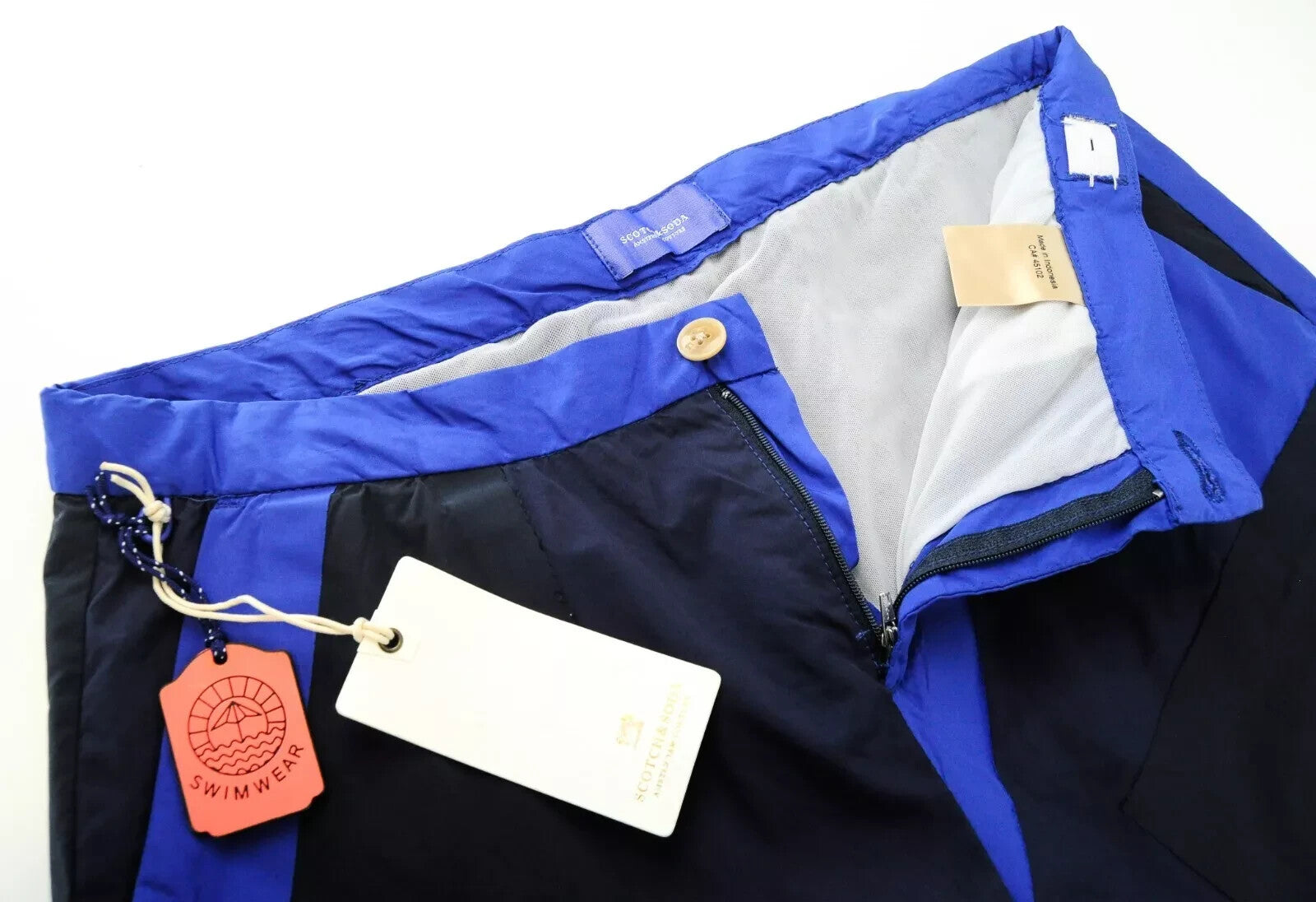 SCOTCH & SODA Men's Swimwear W34 Pattern Blue Pull-On Summer Trunks Beach