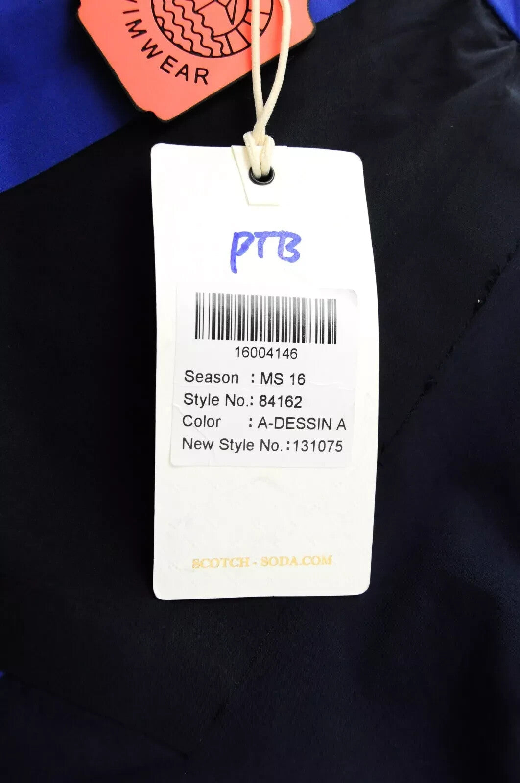 SCOTCH & SODA Men's Swimwear W34 Pattern Blue Pull-On Summer Trunks Beach