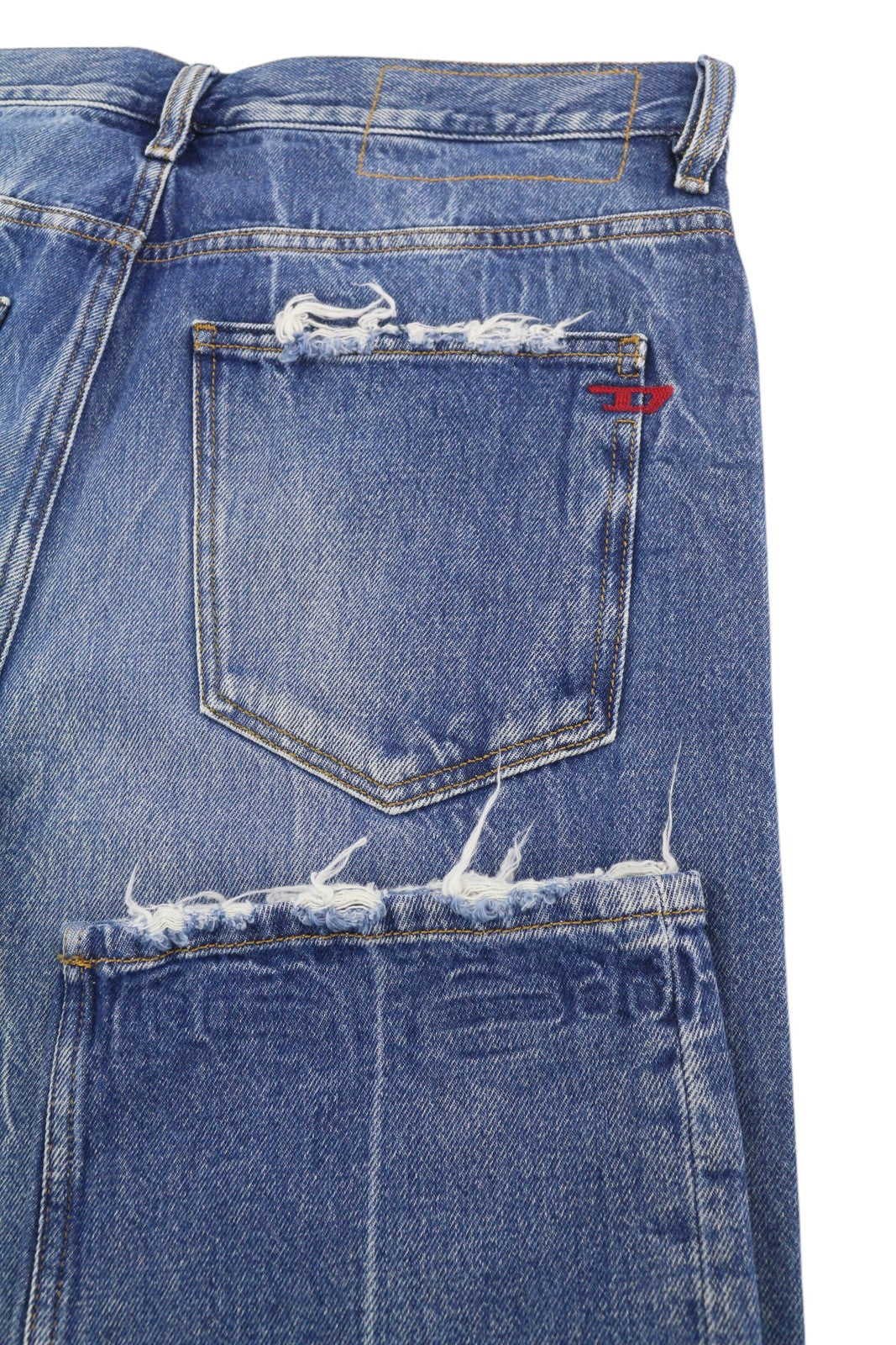 DIESEL D-Macs 09A25 Men Jeans W33/L30 Straight Fit Ripped RRP€250 Washed Blue