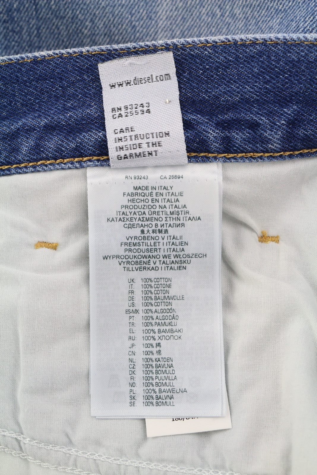 DIESEL D-Macs 09A25 Men Jeans W33/L30 Straight Fit Ripped RRP€250 Washed Blue