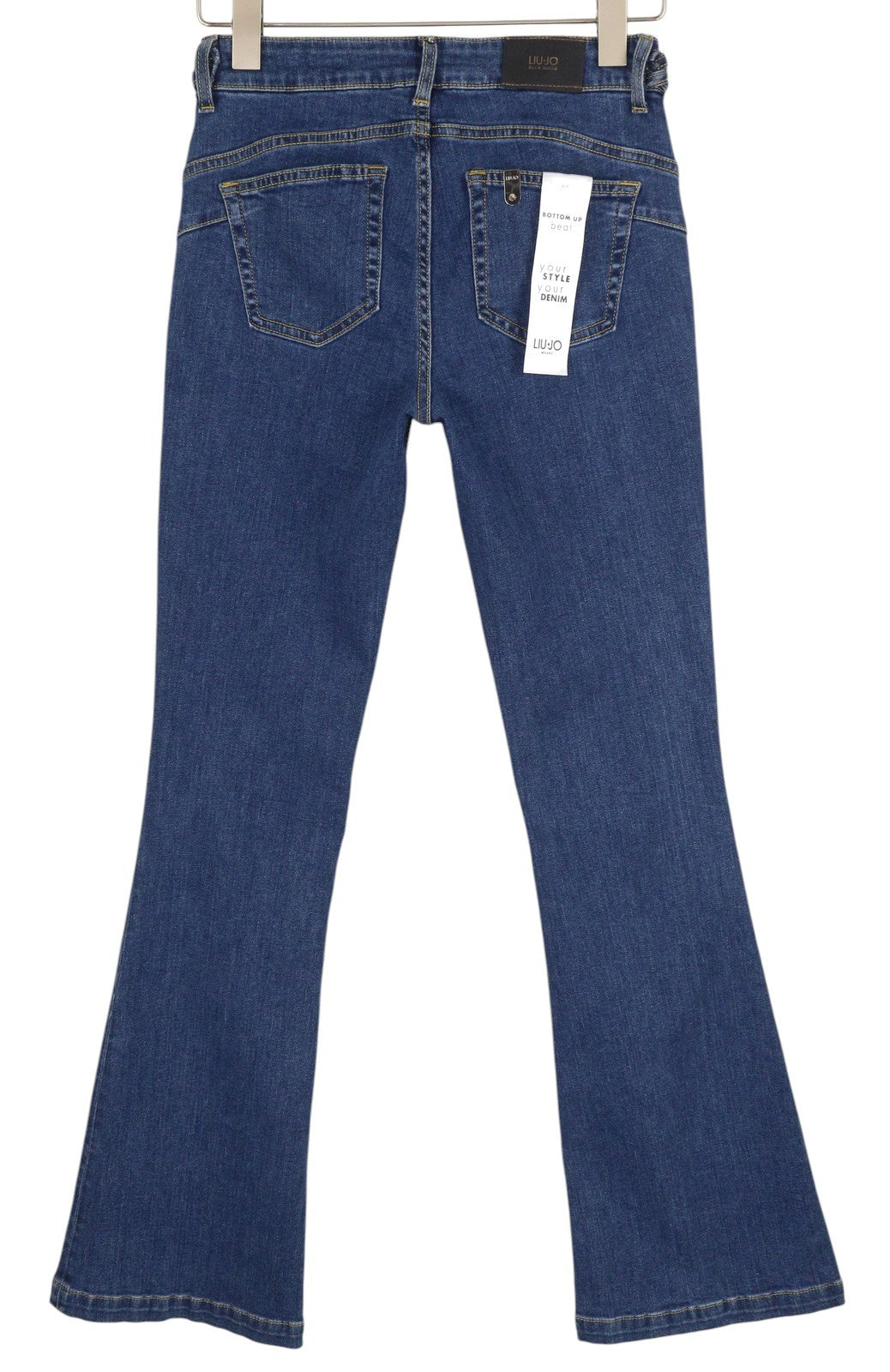 LIU JO Braid Women Jeans W28 Denim Blue Bootcut Fit Zip Fly Bottom Up Pockets