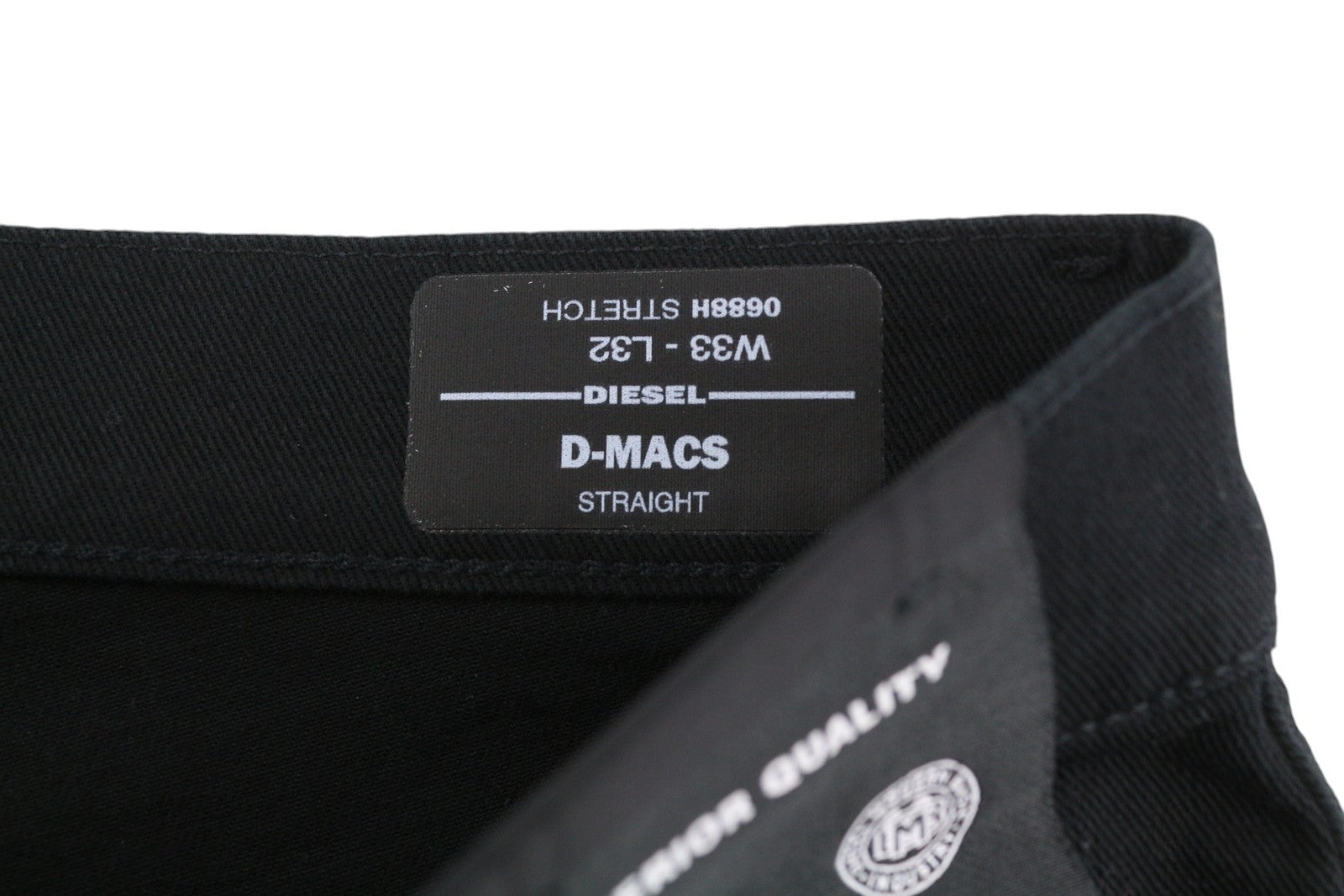 DIESEL D-Macs 0688H Men Jeans W33/L32 Straight Fit Stretch Button Dark Denim