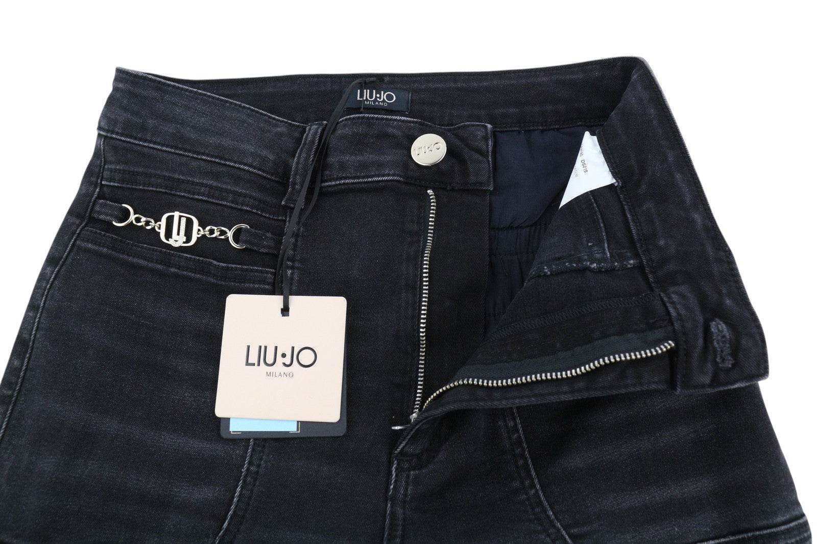 LIU JO Lungo Women Jeans W28 Black Washed High Waist Bootcut Fit Zip Fly Denim