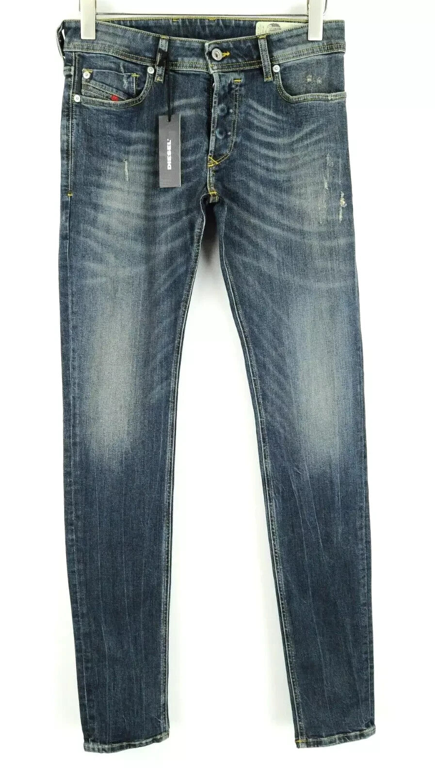 DIESEL Troxer R9CG6 vyriški džinsai W28/L34 Slim Skinny skalbtos mėlynos tamprios medžiagos