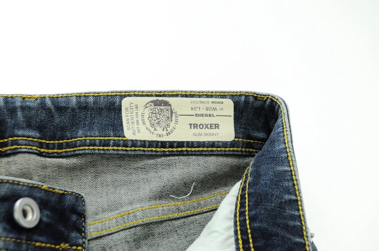 DIESEL Troxer R9CG6 vyriški džinsai W28/L34 Slim Skinny skalbtos mėlynos tamprios medžiagos