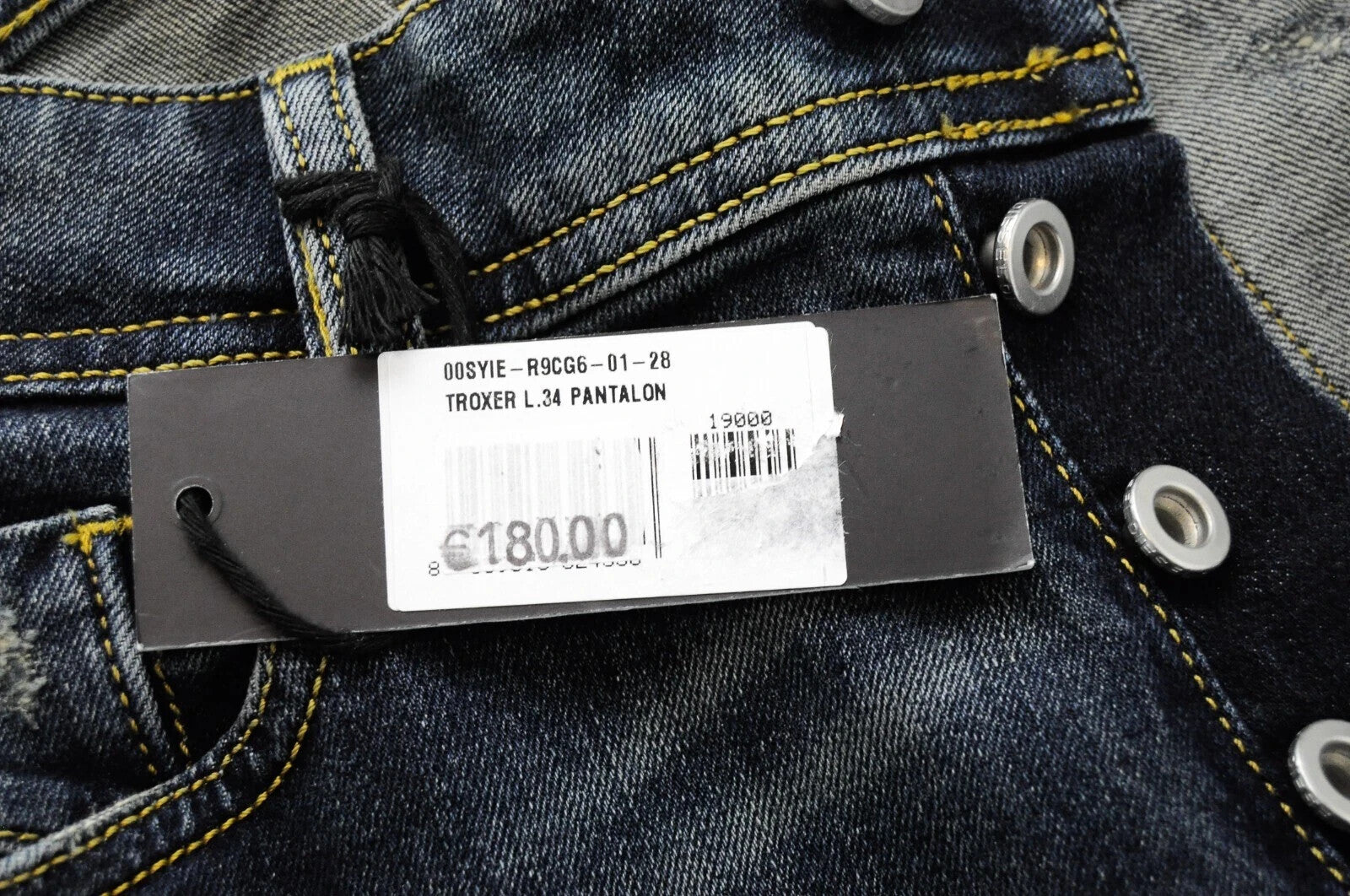 DIESEL Troxer R9CG6 vyriški džinsai W28/L34 Slim Skinny skalbtos mėlynos tamprios medžiagos