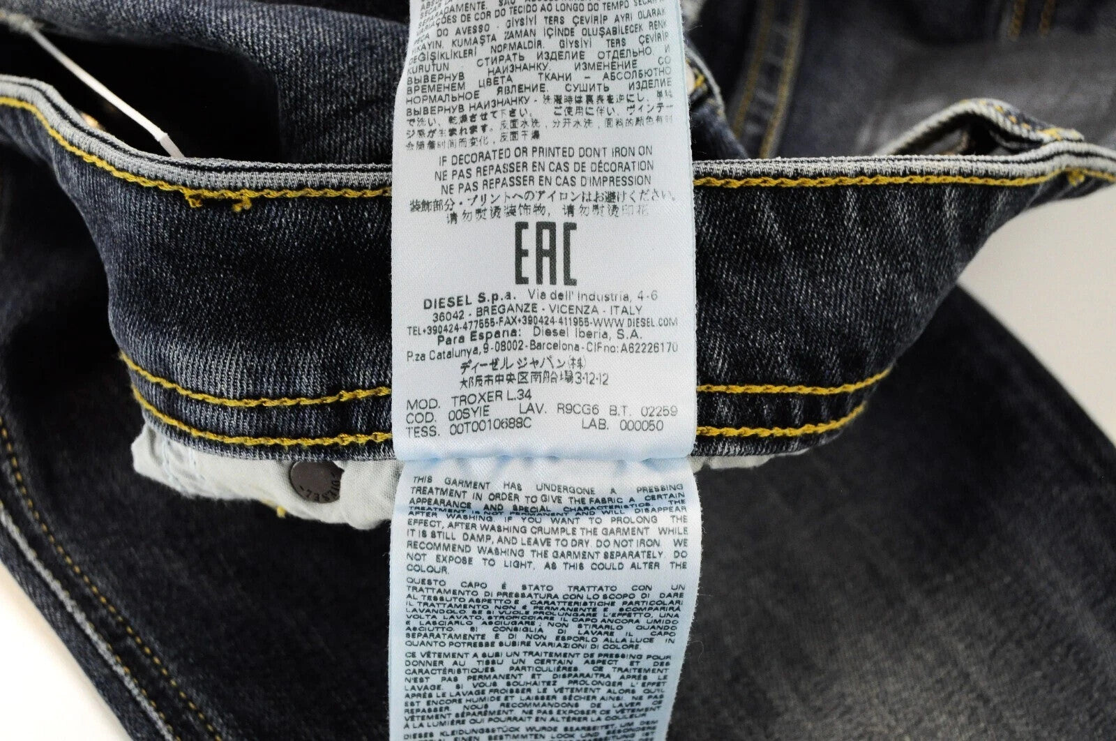 DIESEL Troxer R9CG6 vyriški džinsai W28/L34 Slim Skinny skalbtos mėlynos tamprios medžiagos