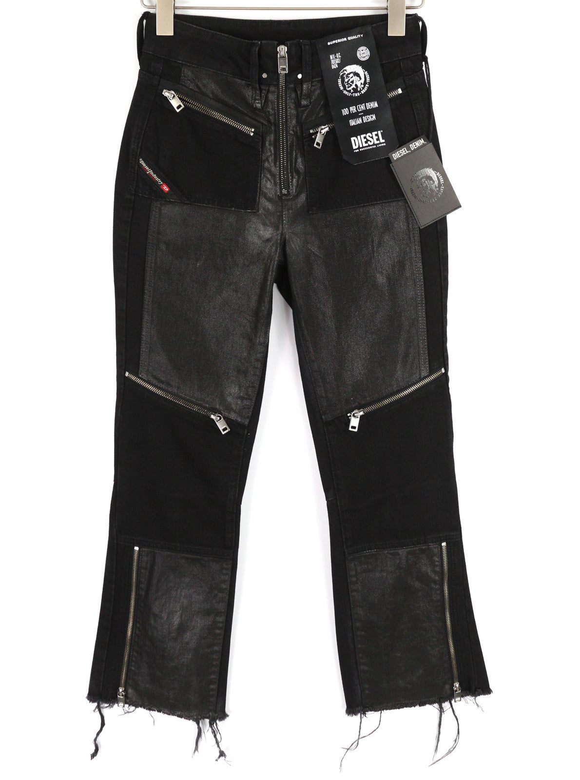 DIESEL De-Earlie 00S59B Women Jeans W26 Regular Coated Distress Ankle RRP€320