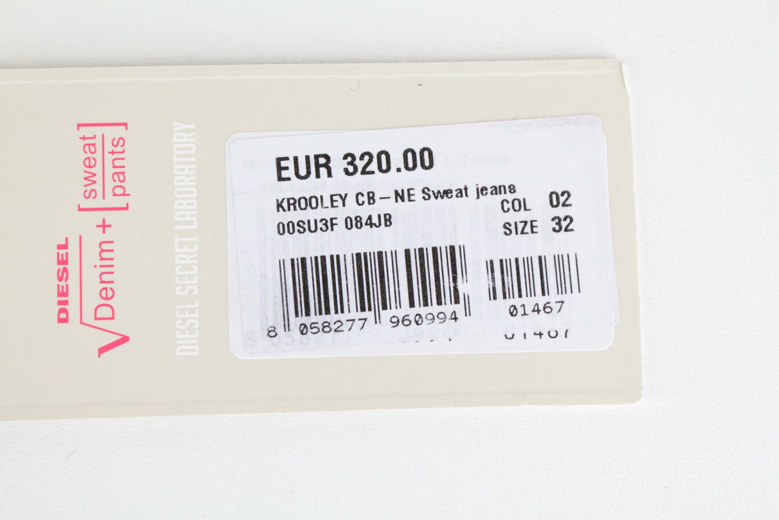 DIESEL Krooley-CB-Ne 084JB Men's Jeans W32 Wax Black Slim RRP€320